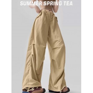 美式卡其色速干降落伞工装裤女夏